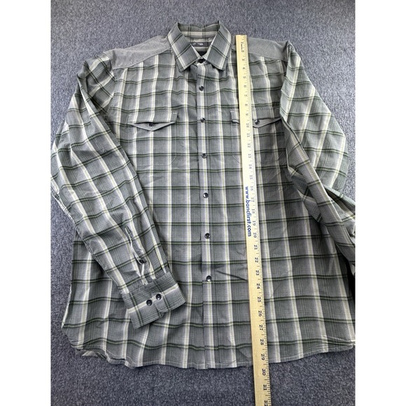Kenneth Cole Reaction Shirt Mens XLarge Green Plaid Button Up Long Sleeve Cotton - Picture 4 of 15